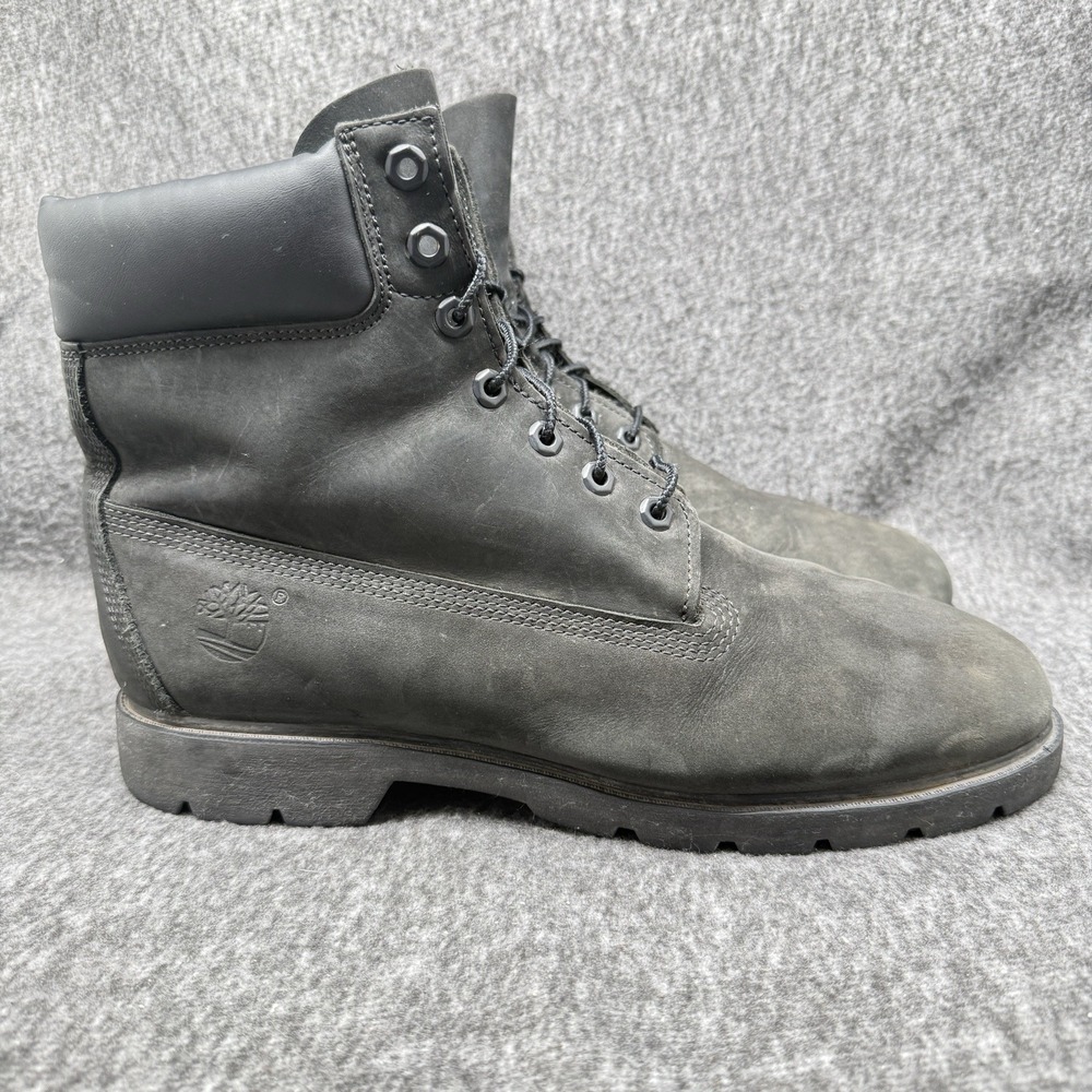 Timberland Boots Mens 12 M Premium 6" Black Nubuck Waterproof 19039 Leather Work